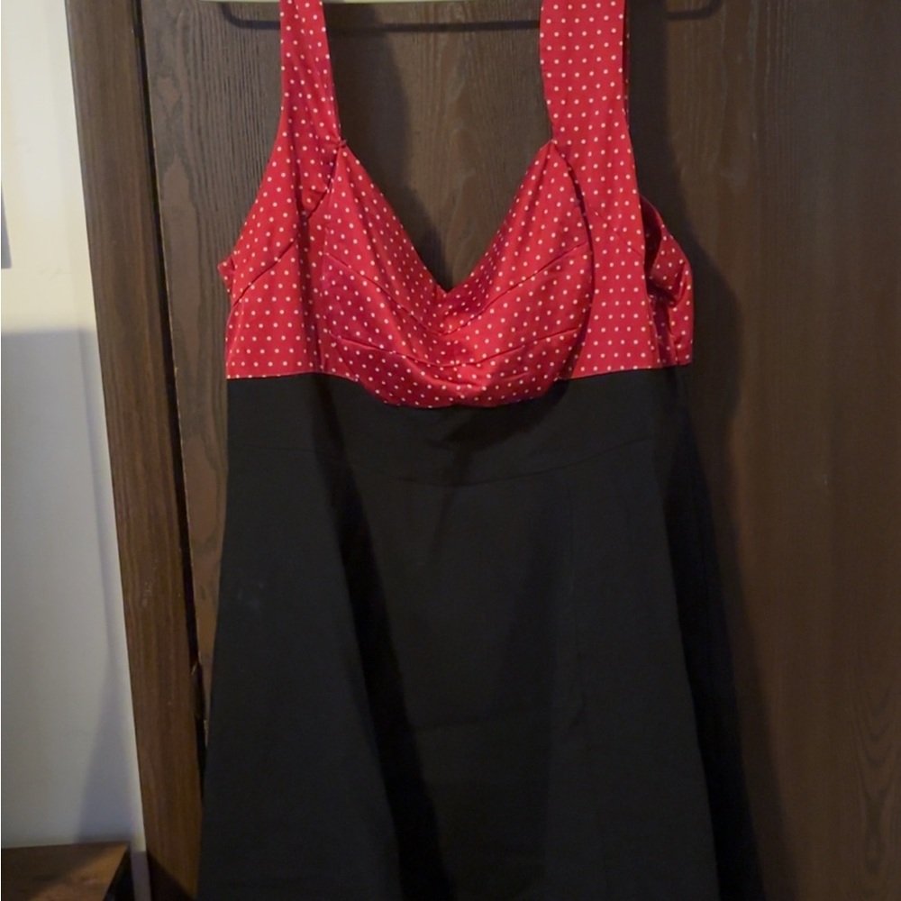 Red Polka Dot and Black Dress